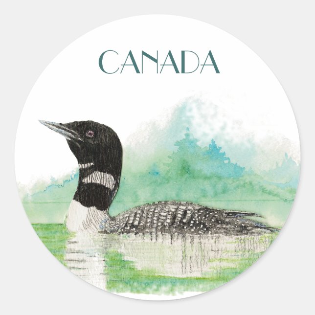Sticker Rond Canada Keepsaké Loon (Devant)