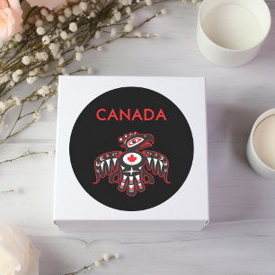Sticker Rond Canada Pacifique Nord-Ouest Haida Oiseau Couleur f