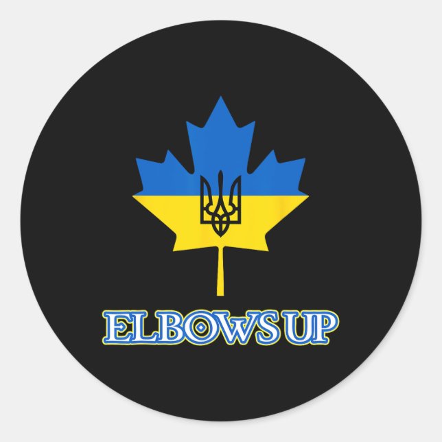 Sticker Rond Canada soutient l'Ukraine, lève haut le trident de (Devant)
