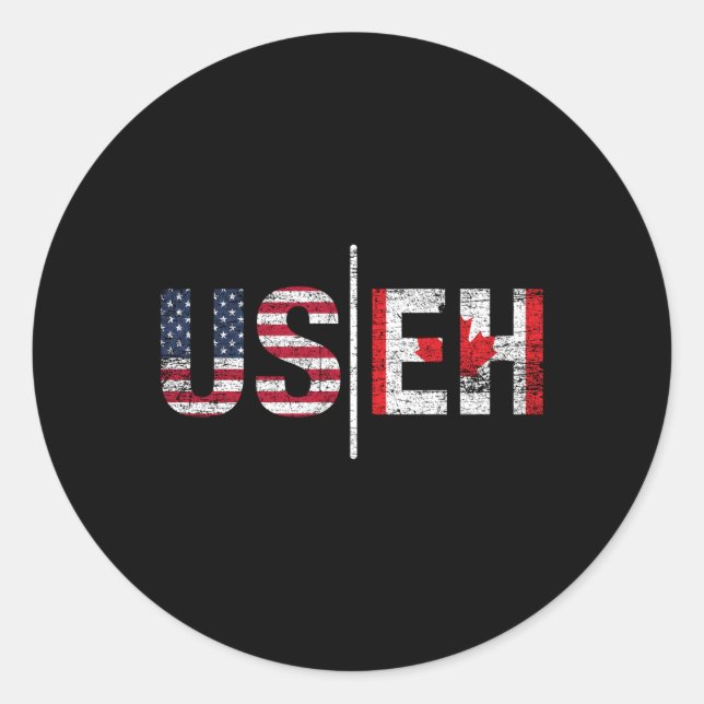 Sticker Rond Canadian Pride American Usa Drapeau Useh Canada (Devant)