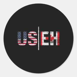 Sticker Rond Canadian Pride American Usa Drapeau Useh Canada