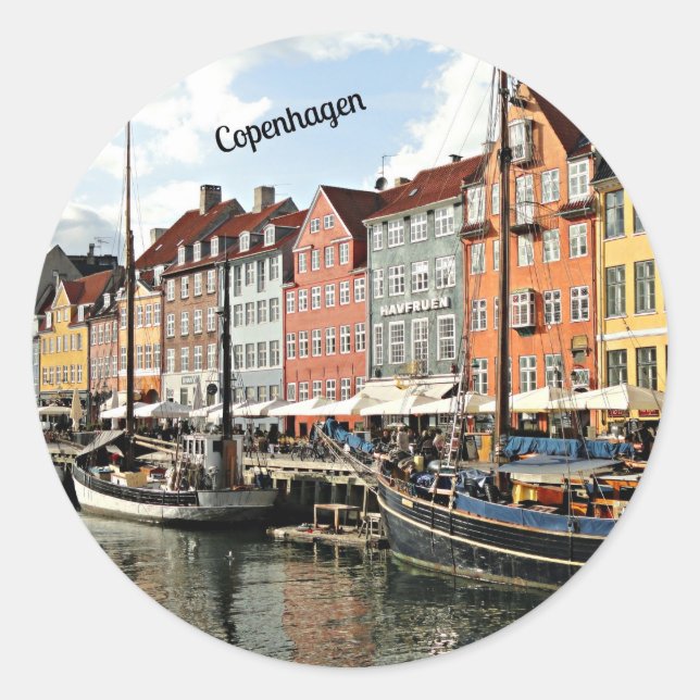 Sticker Rond Canal pittoresque à Copenhague (Devant)