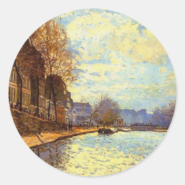 Sticker Rond Canal St Martin par Sisley Impressionniste Peintur (Devant)