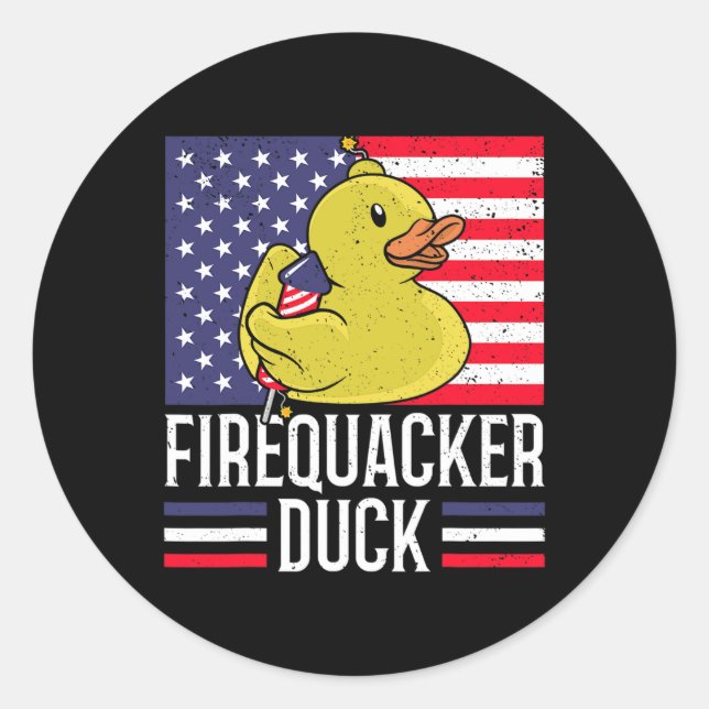 Sticker Rond Canard 4 juillet Firequacker Independe (Devant)