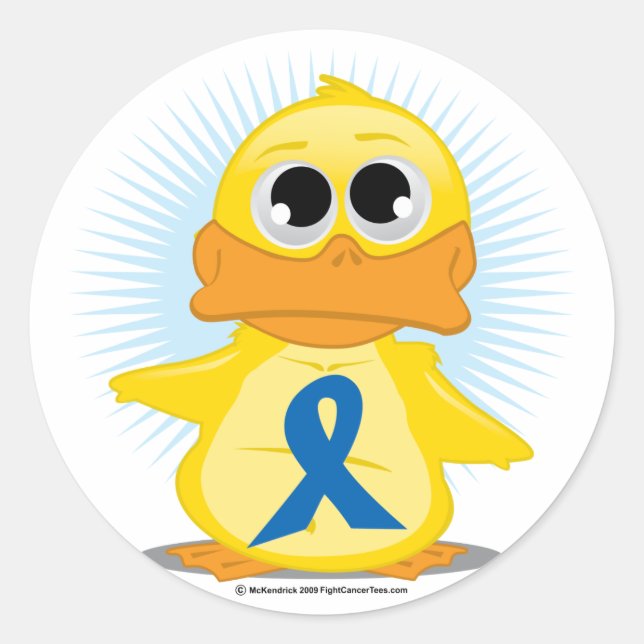 Sticker Rond Canard à ruban de sensibilisation bleu (Devant)