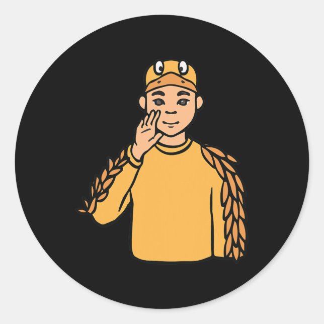 Sticker Rond Canard Animal ASL Geste Mains Sourde Perte d'audit (Devant)