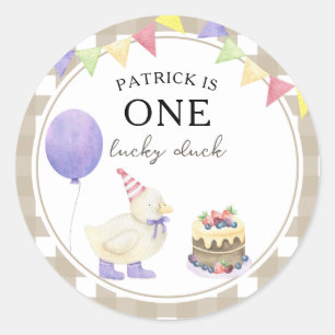 Sticker Rond Canard aquarelle 1er anniversaire
