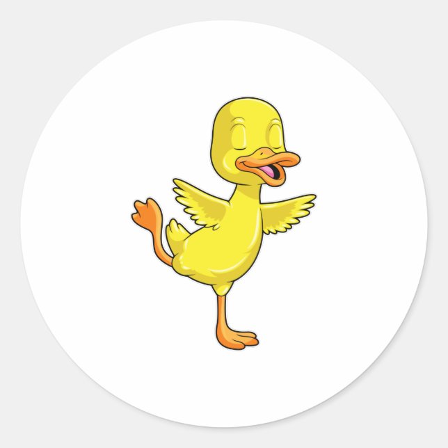 Sticker Rond Canard au Yoga Fitness sur une jambe (Devant)