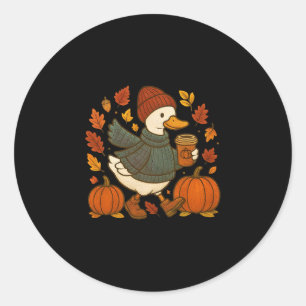Sticker Rond Canard automnal mignon, latte aux épices de citrou