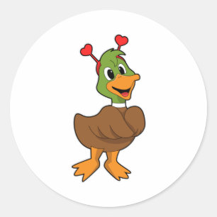 Sticker Rond Canard avec bandeau de coeur