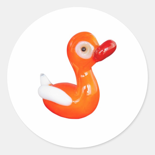 Sticker Rond Canard baby shower orange (Devant)