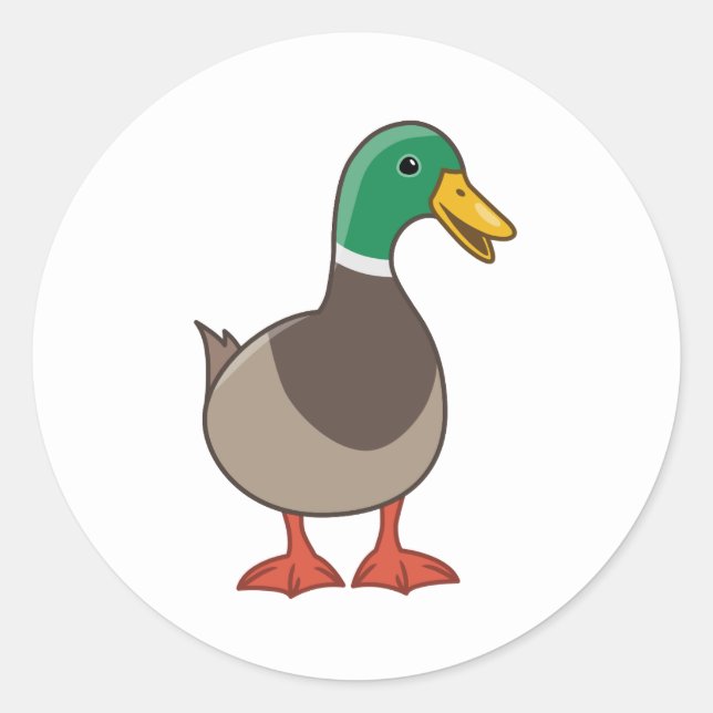 Sticker Rond Canard colvert de dessin animé mignon (Devant)
