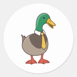 Sticker Rond Canard colvert de dessin animé mignon avec une cra