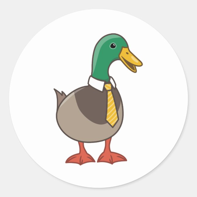 Sticker Rond Canard colvert de dessin animé mignon avec une cra (Devant)