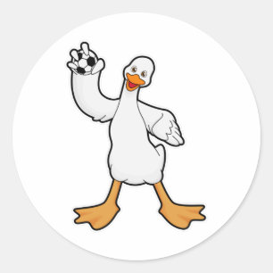 Sticker Rond Canard comme joueur de handball avec Handball