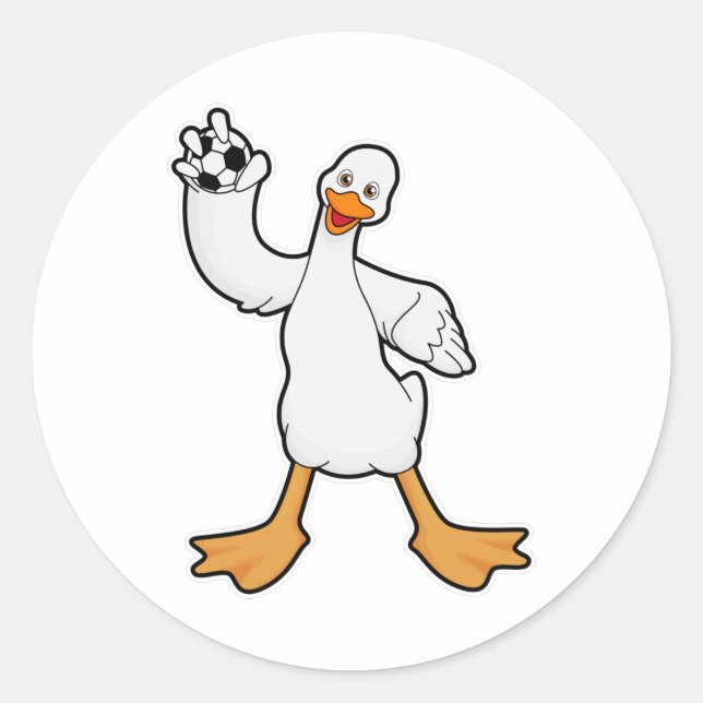 Sticker Rond Canard comme joueur de handball avec Handball (Devant)