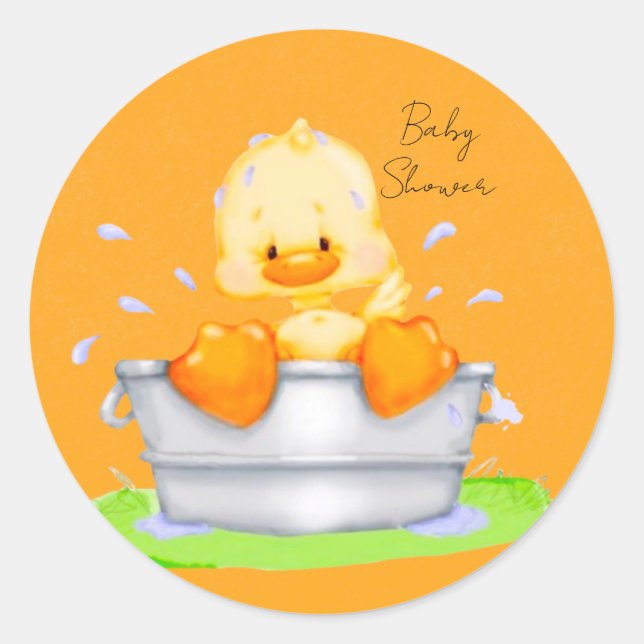 Sticker Rond Canard dans un Baby shower à Tub (Devant)