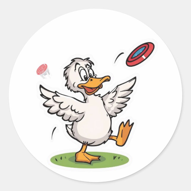 Sticker Rond Canard de Disc Golf Drôle d'Oiseau (Devant)