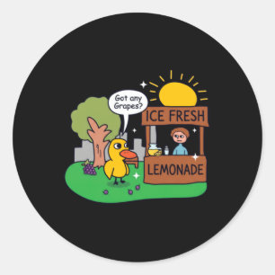 Sticker Rond Canard Demande Des Raisins Étalage De Limonade