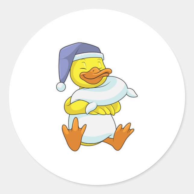 Sticker Rond Canard dormant avec casquette (Devant)