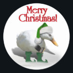 Sticker Rond Canard Elf Christmas - Père Noël Helper<br><div class="desc">Stickers sont amusants pendant la saison des Fêtes d'hiver! Ces autocollants sont disponibles en plusieurs formes (rond, carré, en forme de coeur et plus) et la plupart des autocollants sont disponibles en deux dimensions. Servez-vous pour sceller une enveloppe, pour l'artisanat ou le scrapbooking, pour vos projets do-it-yourself ou pour l'utiliser...</div>