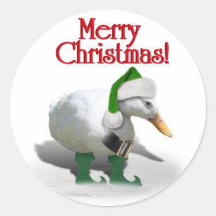 Sticker Rond Canard Elf Christmas - Père Noël Helper