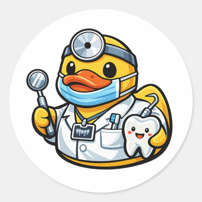 Sticker Rond Canard en Caoutchouc Dentiste (Devant)