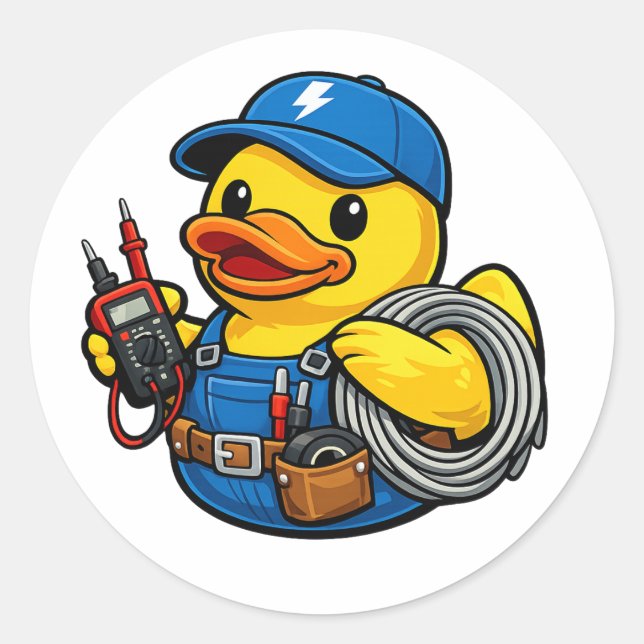 Sticker Rond Canard en Caoutchouc Électricien (Devant)