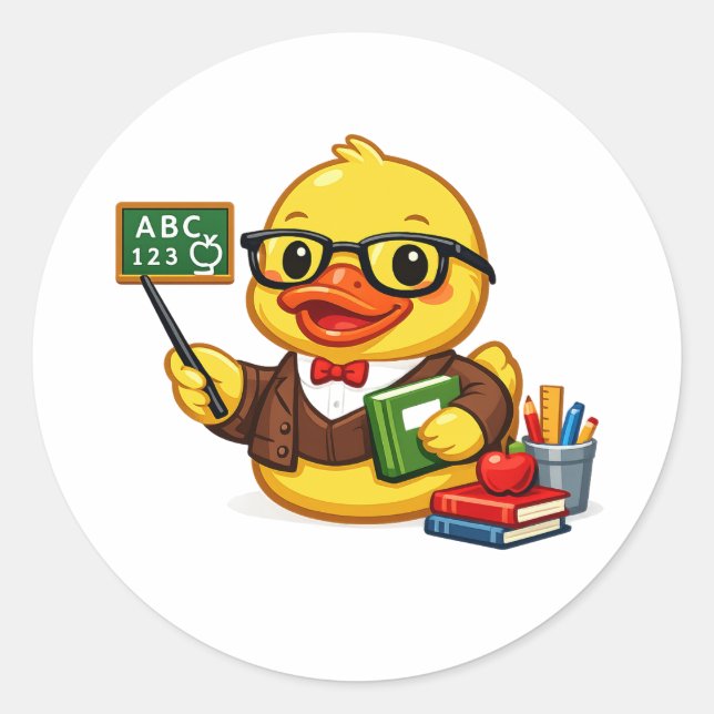 Sticker Rond Canard en caoutchouc enseignant (Devant)