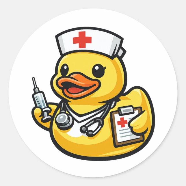 Sticker Rond Canard en Caoutchouc Infirmière (Devant)