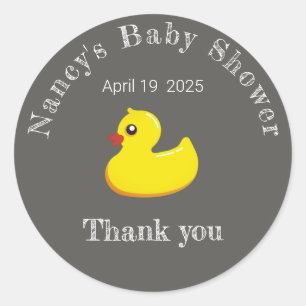 Sticker Rond canard en caoutchouc jaune - baby shower -aspect t
