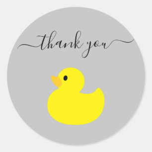 Sticker Rond Canard en caoutchouc jaune Merci