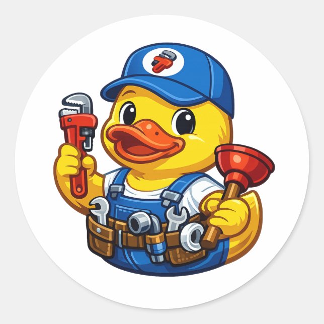 Sticker Rond Canard en caoutchouc plombier (Devant)