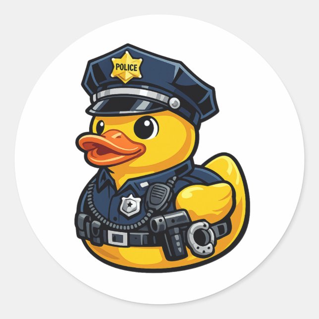 Sticker Rond Canard en caoutchouc Policier (Devant)