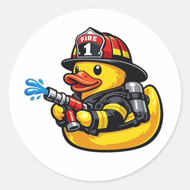 Sticker Rond Canard en Caoutchouc Pompiers (Devant)