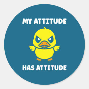 Sticker Rond Canard Grincheux Animal Défie Mal