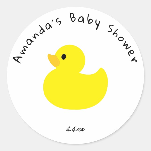 Sticker Rond Canard jaune - Baby shower (Devant)