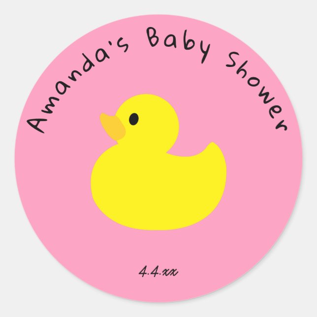 Sticker Rond Canard jaune - Baby shower (Devant)