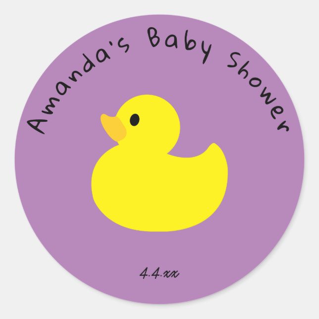 Sticker Rond Canard jaune - Baby shower (Devant)