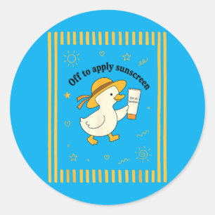 Sticker Rond Canard pour appliquer de la crème solaire Vacances