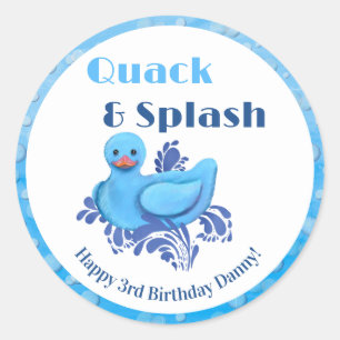 Sticker Rond Canard Quack and Splash 3e anniversaire