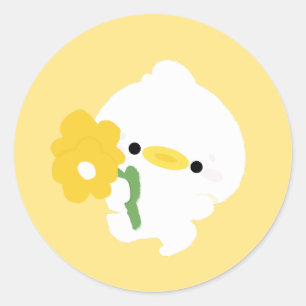Sticker Rond Canard Romantique Mignon