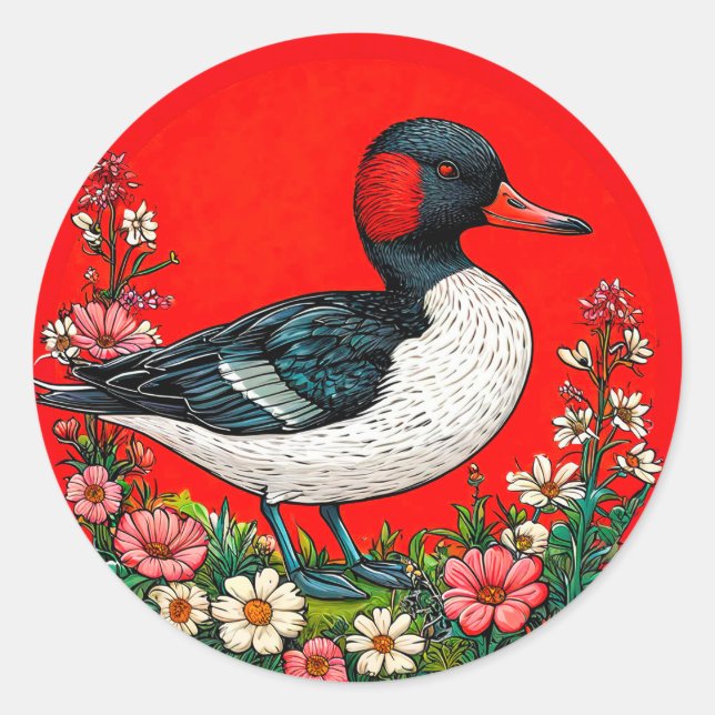 Sticker Rond Canard vibrant illustré (Devant)