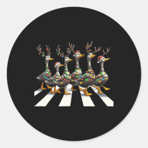 Sticker Rond Canards de Noël Mignons Animaux Noëls Canards