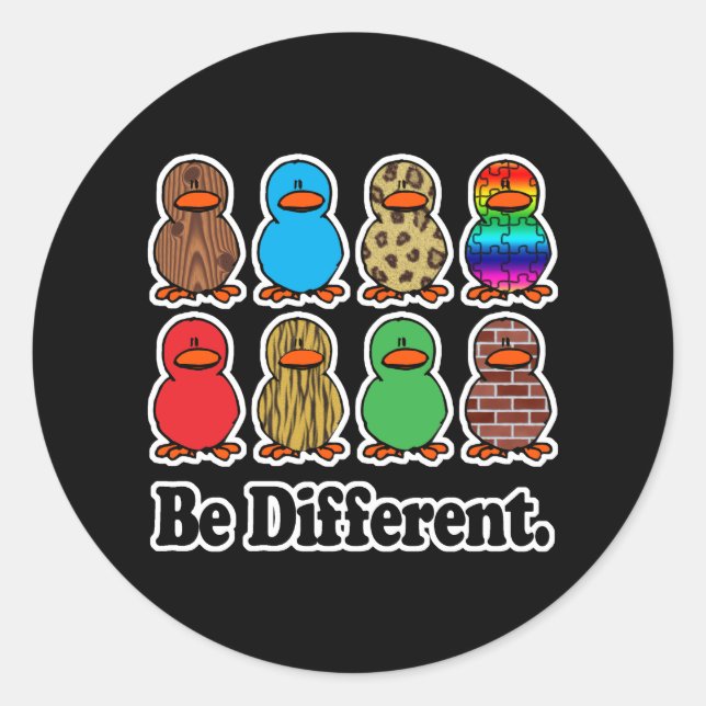 Sticker Rond Canards Différents (Devant)
