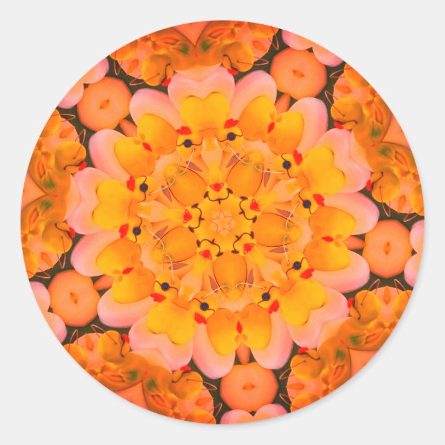 Sticker Rond Canards en caoutchouc jaune Art Abstrait (Devant)