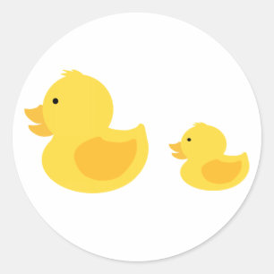 Sticker Rond Canards en caoutchouc jaune Baby shower neutre