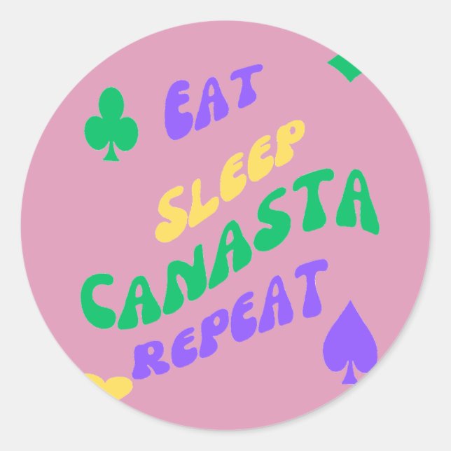 Sticker Rond Canasta Enthousiaste Mantra Manger Sleep Canasta r (Devant)
