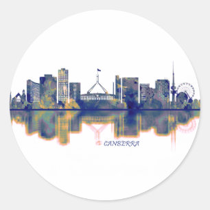 Sticker Rond Canberra Skyline