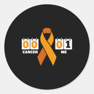 Sticker Rond Cancer 0 Moi 1 Ruban Orange Leucémie Cancer du San